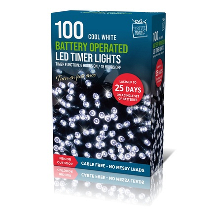 100 LED Cool White Multi Action Timer Lights - Image