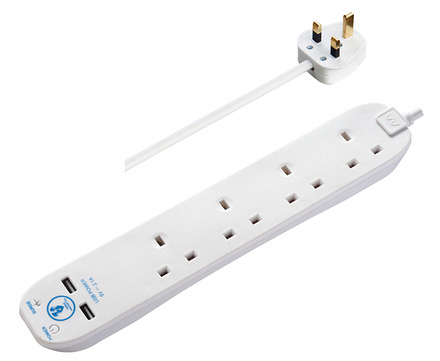 2m 13A 4 Gang Surge Lead USB SRGU42N-MP - Image