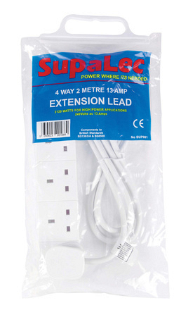 4 Gang 2m Ext Lead 4 Way Supalec - Image