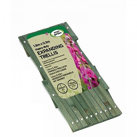 1.8 x 0.3m Green Expanding Trellis. approx 6ft x 1ft. - Image