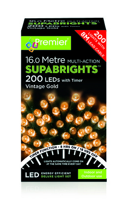200 Multi-Action LED Supabrights Vintage Gold 16m - Image