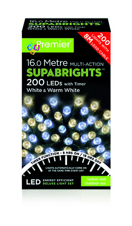 200 Multi-Action LED Supabrights White & Warm White 16m - Image