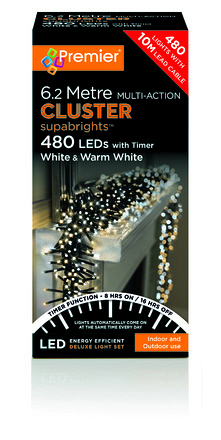 480 Multi-Action LED Cluster Lights White & Warm White - Image