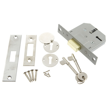 Mortice 3 Lever Deadlock 65mm Nickel MLD325N (5)