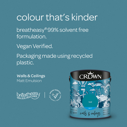 5093442 - Crown - Walls and Ceilings - Matt Emulsion - teal - 2.5L - S4