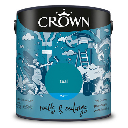 5093442 - Crown - Walls and Ceilings - Matt Emulsion - teal - 2.5L - S8