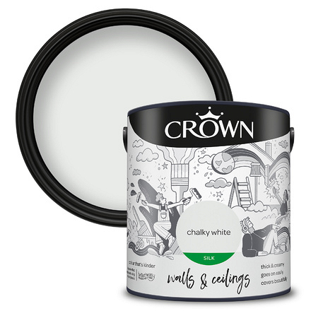Crown Paints Silk Emulsion Chalky White 2.5L - Image