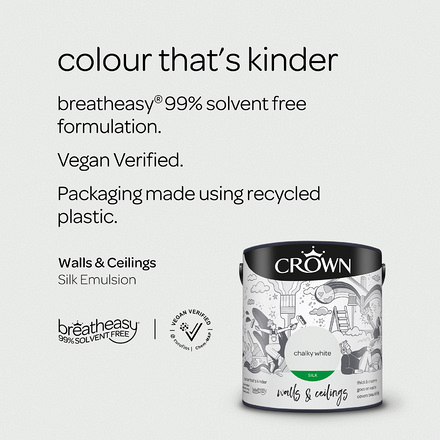 5093460 - Crown - Walls and Ceilings - Silk Emulsion - chalky white - 2.5L - S4