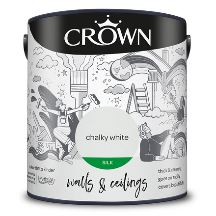 5093460 - Crown - Walls and Ceilings - Silk Emulsion - chalky white - 2.5L - S8