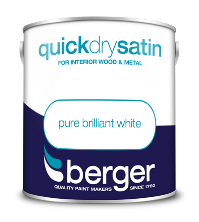 2.5L Berger Pure Brilliant White Quick Dry Satin - Image