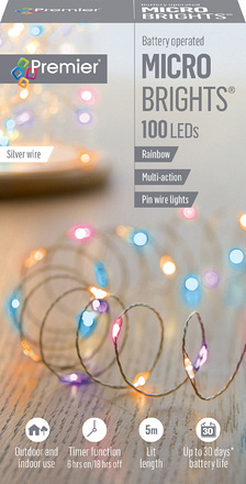 100 LED MicroBrights Rainbow Battery Operated - Image