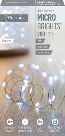 200 LED MicroBrights White Battery Operated - Image