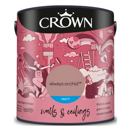 5096476 - Crown - Walls and Ceilings - Matt Emulsion - always orchid - 2.5L - S8