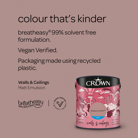 5096476 - Crown - Walls and Ceilings - Matt Emulsion - always orchid - 2.5L - S4