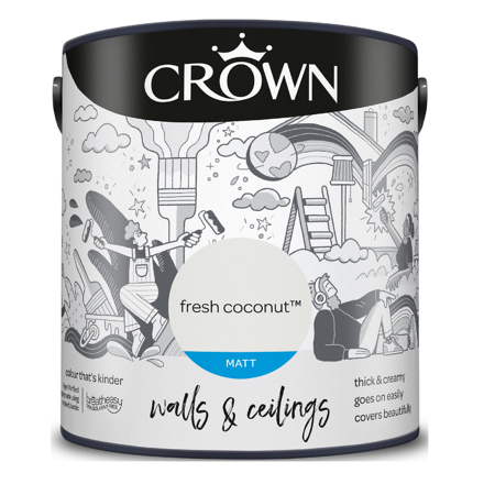 5096483 - Crown - Walls and Ceilings - Matt Emulsion - fresh coconut - 2.5L - S8