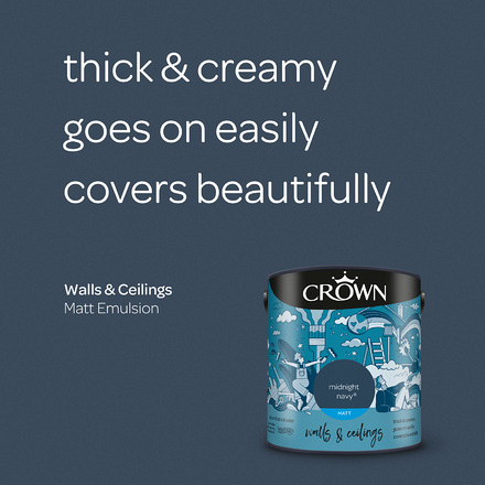 5095942 - Crown - Walls and Ceilings - Matt Emulsion - midnight navy - 2.5L - S3