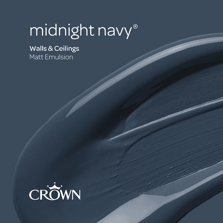 5095942 - Crown - Walls and Ceilings - Matt Emulsion - midnight navy - 2.5L - S6