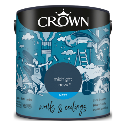 5095942 - Crown - Walls and Ceilings - Matt Emulsion - midnight navy - 2.5L - S8