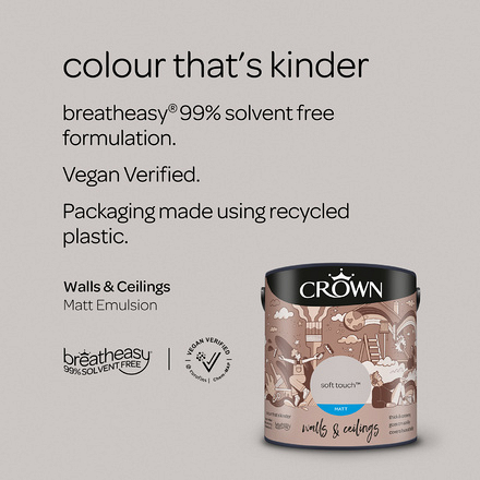 5096502 - Crown - Walls and Ceilings - Matt Emulsion - soft touch - 2.5L - S4