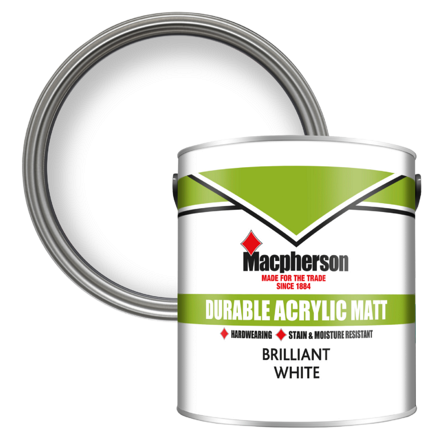 5093144 - Macpherson - Durable Acrylic Matt - Brilliant White - 2.5L – P1