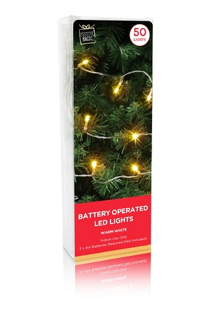50 Warm White Battery Operated LEDs - Image