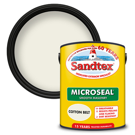 5090676 - Sandtex® Masonry Paint - Microseal® Smooth - 15 Year Weatherproof Exterior Wall Paint - Cotton Belt - 5L – P1