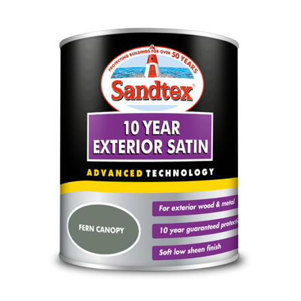 5091339 - Sandtex® 10 Year Exterior Satin - Fern Canopy - 750ml – 2D Pack