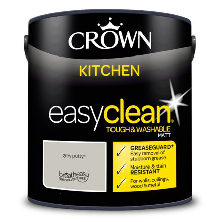 5095957 - Crown Easyclean® Kitchen - Matt Emulsion - grey putty® - 2.5L – 2D Pack