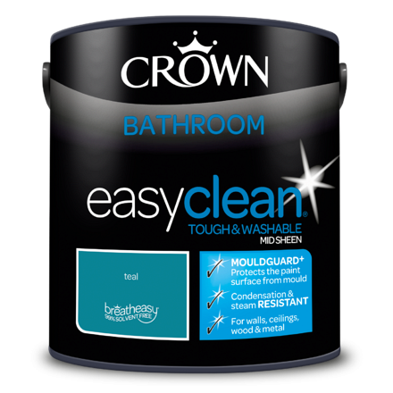 5095953 - Crown Easyclean® Bathroom - Mid Sheen Emulsion - teal - 2.5L – 2D Pack