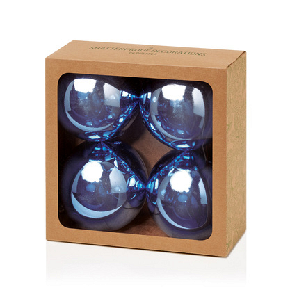 Blue Baubles 4 x 100mm - Image