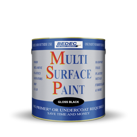 BeDec Multi Surface Paint Black Gloss 2.5L - Image