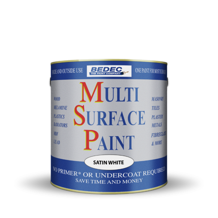 BeDec Multi Surface Paint Satin White 2.5L - Image