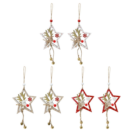 Hanging Reindeer Ornament with Bell 2 Pack - Image