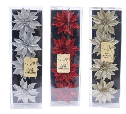 Clip On Poinsettia 4 pack - Image