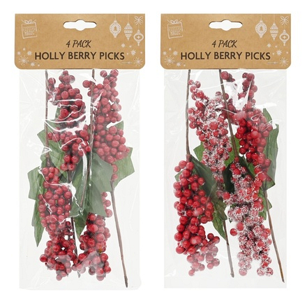 Holly Berry Pick 17cm 4 pack - Image