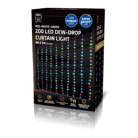Flexi Curtain Lights Red Green White LEDs 2m x 2m - Image
