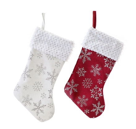 Velvet Stocking with Snowflakes - Image