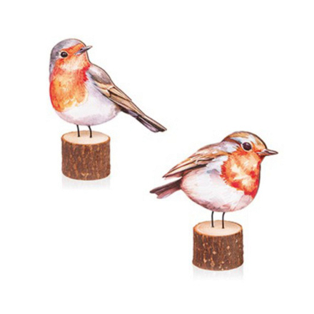 Robin On Stump Wooden Effect 11cm - Image