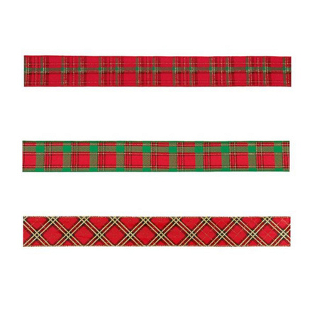 Red Plaid Ribbon 6cm x 5m - Image