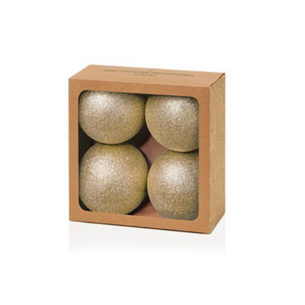 Gold Glitter Bauble 100mm 4 Pack - Image