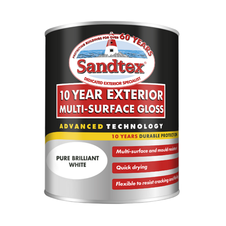 Pure Brilliant White Gloss Sandtex 10 Year 750ml - Image