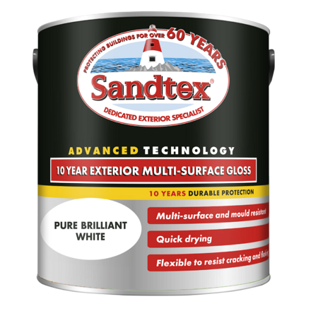 Pure Brilliant White Gloss Sandtex 10 Year 2.5L - Image