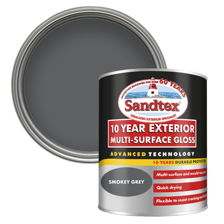 5101327_Sandtex® 10 Year Exterior Multi-Surface Gloss - Smokey Grey - 750ml – Product Image (2)