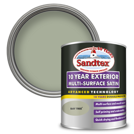 5100988 - Sandtex® 10 Year Exterior Multi-Surface Satin - Bay Tree® - 750ml - P1