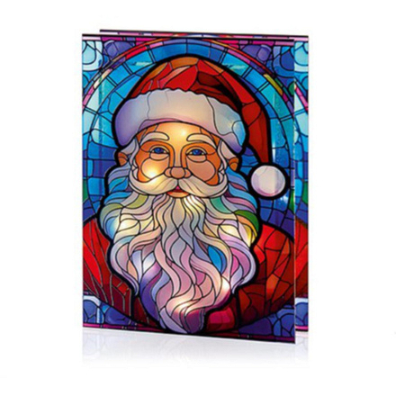 Stained Glass Santa Battery Operated 21cm x 28cm - Image