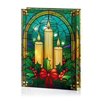 Stained Glass Candles Battery Operated 21cm x 28cm - Image