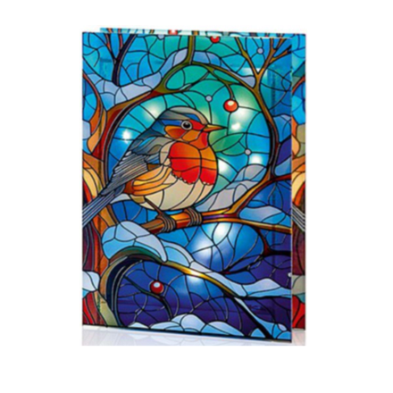 Stained Glass Robin Battery Operated 21cm x 28cm - Image