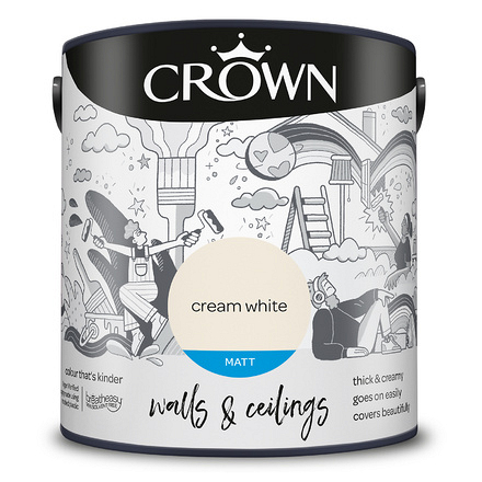5040153 - Crown - Walls and Ceilings - Matt Emulsion - cream white - 2.5L - S8