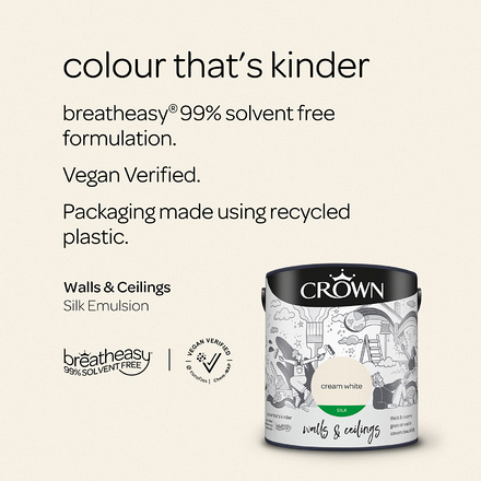 5040148 - Crown - Walls and Ceilings - Silk Emulsion - cream white - 2.5L - S4