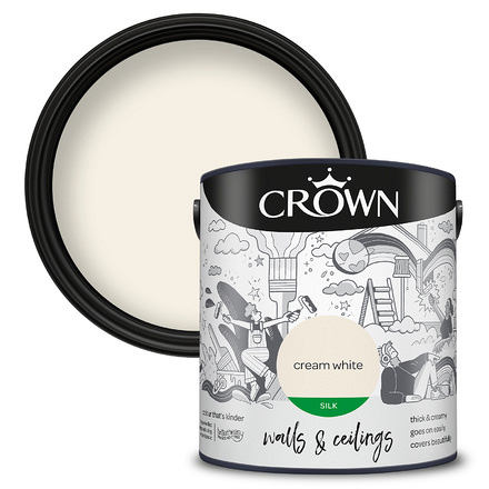 5040148 - Crown - Walls and Ceilings - Silk Emulsion - cream white - 2.5L - P1